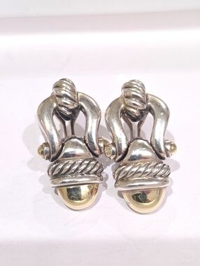 David Yurman Sterling Silver And 14k Gold Earings